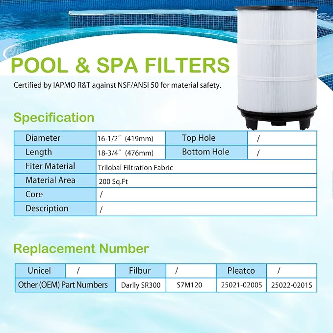 Savener® S7M120 System 3 Inner and Outer Pool Filter, Compatible - Image 4