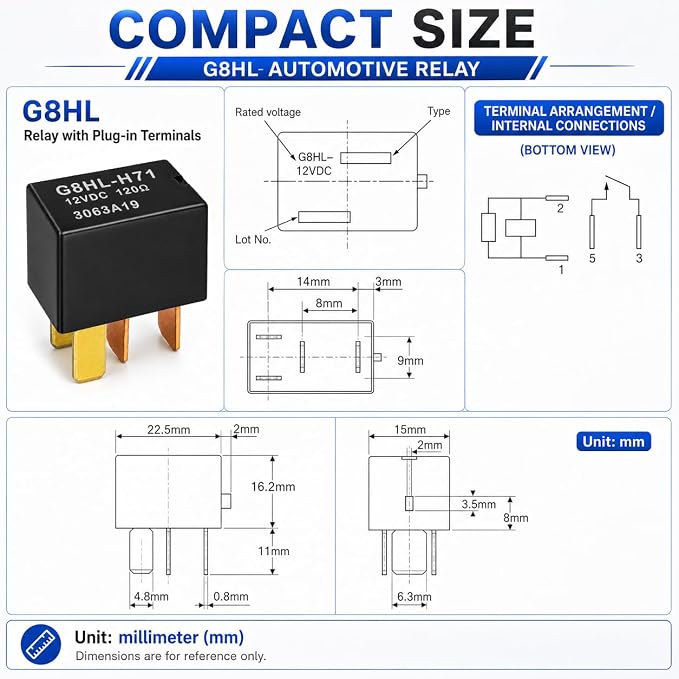 Relay G8HL-H71, 39794-SDA-A03 39794-SDA-A05 12VDC Automotive Relay - Image 2