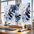 Farmhouse Blue Gray Leaf Indoor TV Cover, Elastic TV Screen Protector by Unknown