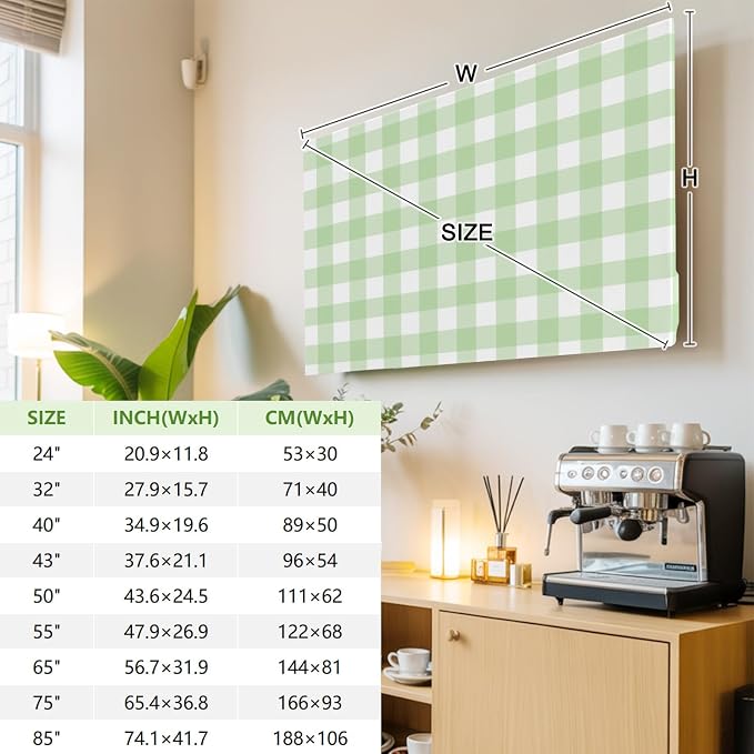 Green Stripes Buffalo Checker Indoor TV Cover, Elastic TV Screen Protector - Image 3