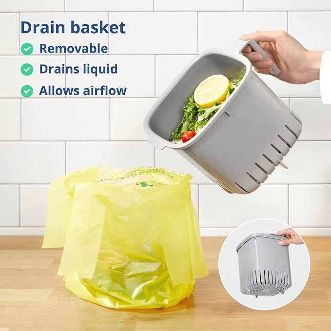 Blue Ginkgo Kitchen Compost Bin – Filter-Free, Odor-Tight Countertop Food Waste - Image 5