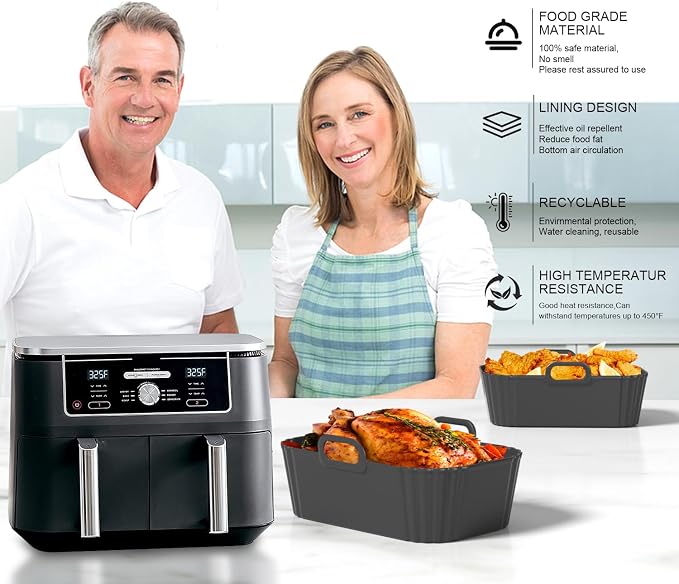 Silicone Air Fryer Liners 2 Pack, Reusable Compatible - Image 7