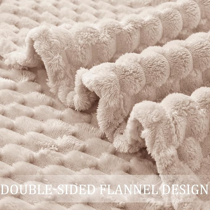 Exclusivo Mezcla Fleece California King Blanket for Bed, Oversized Fuzzy Camel Bed Blankets, Soft Cozy Plush Sofa Throws for All Seasons, 120x120 Inches