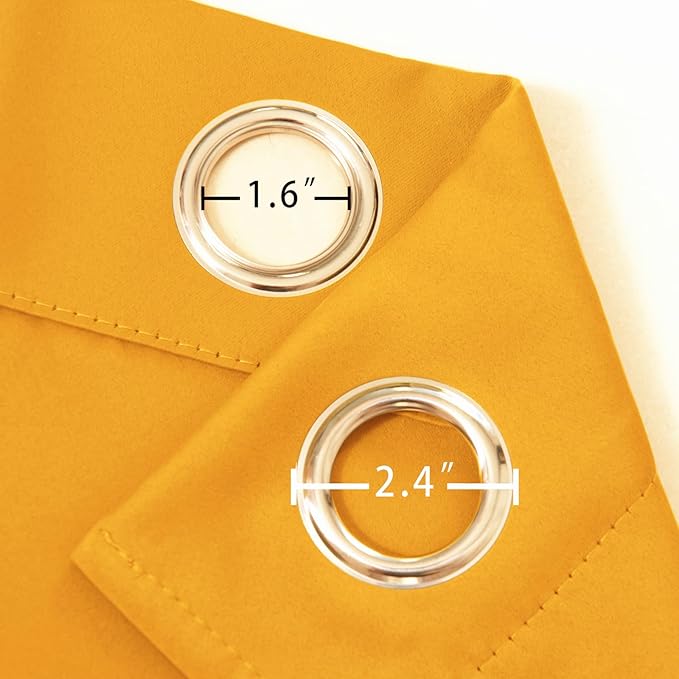 LEMOMO Yellow Blackout Curtains 42 x 54 Inch Length Set of 2 Panels Grommet Bedroom Curtains for Living Room