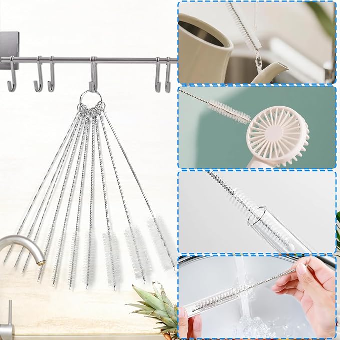 Ixiaoyoo Cleaning Brushes Set, 10 Pieces 8 Inch Nylon Tube Brush + 60 Inch - Image 6