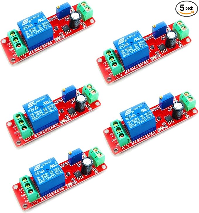 HiLetgo 5pcs NE555 DC 12V Delay Timer Switch Adjustable Module 0 to 10 Second by HiLetgo