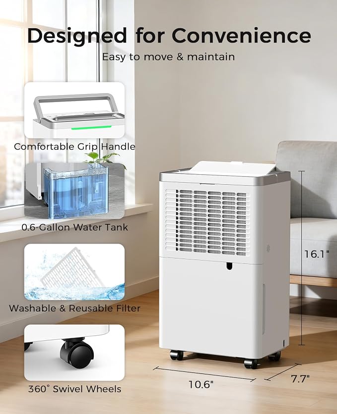 34 Pints Dehumidifier for Basement - Image 5