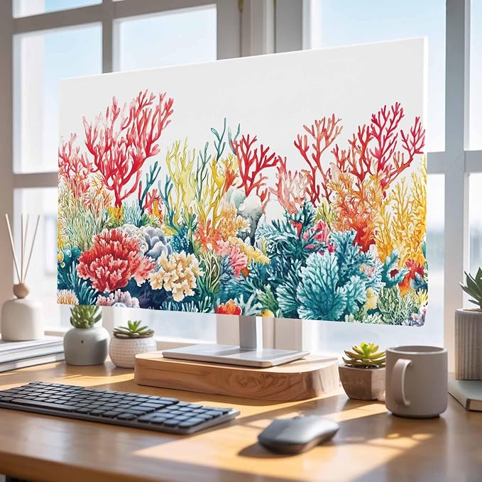 Summer Ocean Coral Watercolor Indoor TV Cover, Elastic TV Screen Protector - Image 4