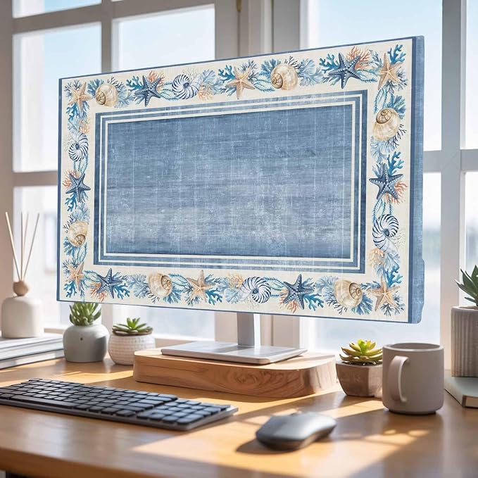 Summer Beach Starfish Conch Coral Indoor TV Cover, Elastic TV Screen Protector by Unknown