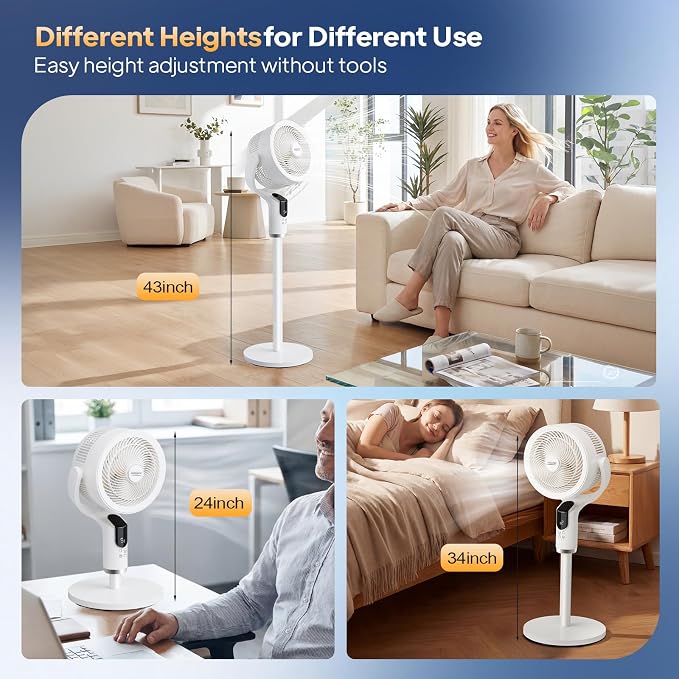 ROVSUN 3-in-1 Standing Fan, 90°+90°Omni-directional Oscillating Fan - Image 6