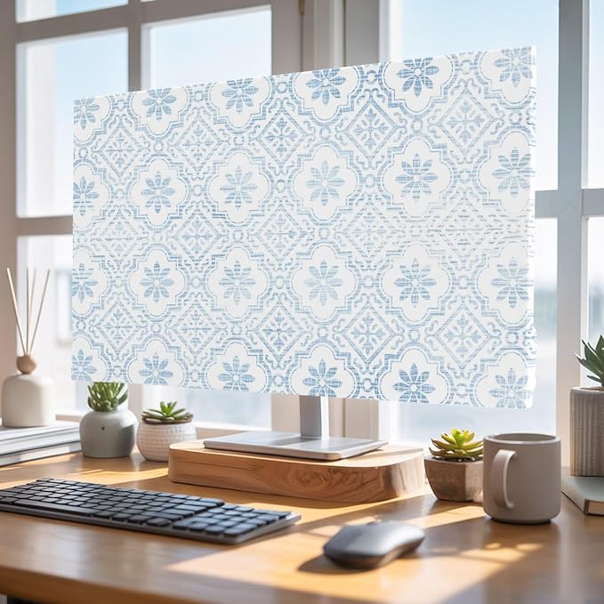Vintage Damask Blue Floral Indoor TV Cover, Elastic TV Screen Protector Middle by Unknown