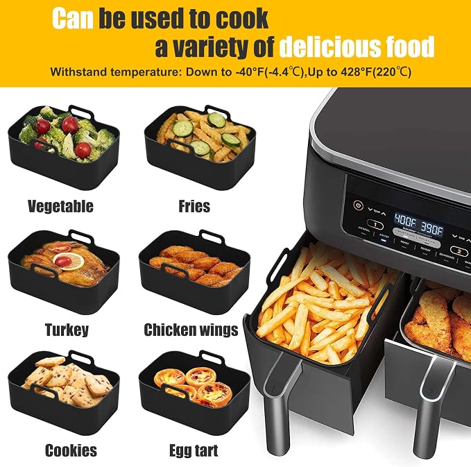 2Pcs Air Fryer Silicone Liners Rectangular - Image 5