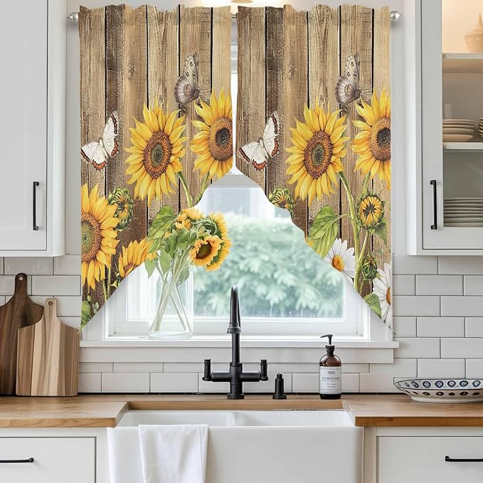 Farmhouse Sunflowers Swag Valances - Image 2