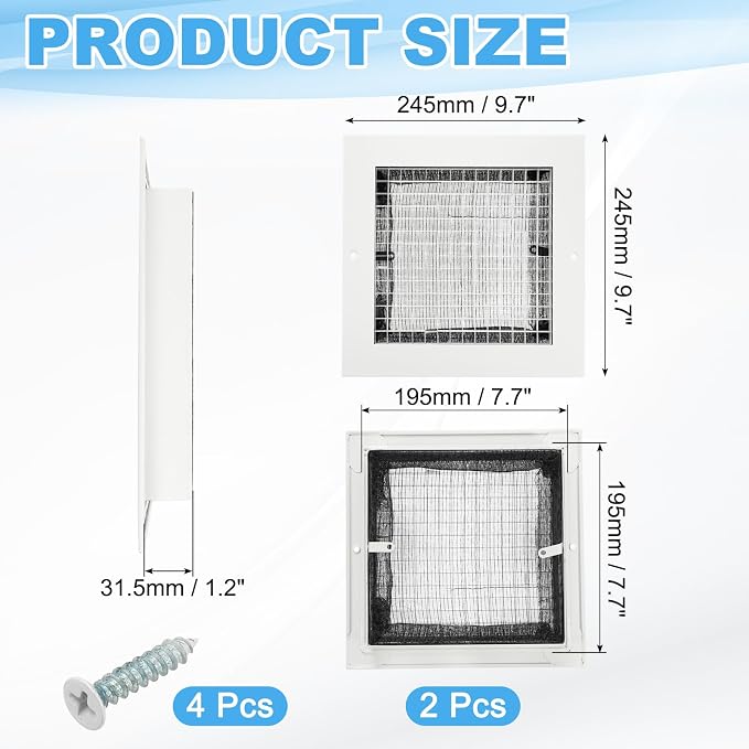 PATIKIL 2Set Eggcrate Air Return Grille Vent Cover 8 x 8 Inch, Cube Core - Image 2