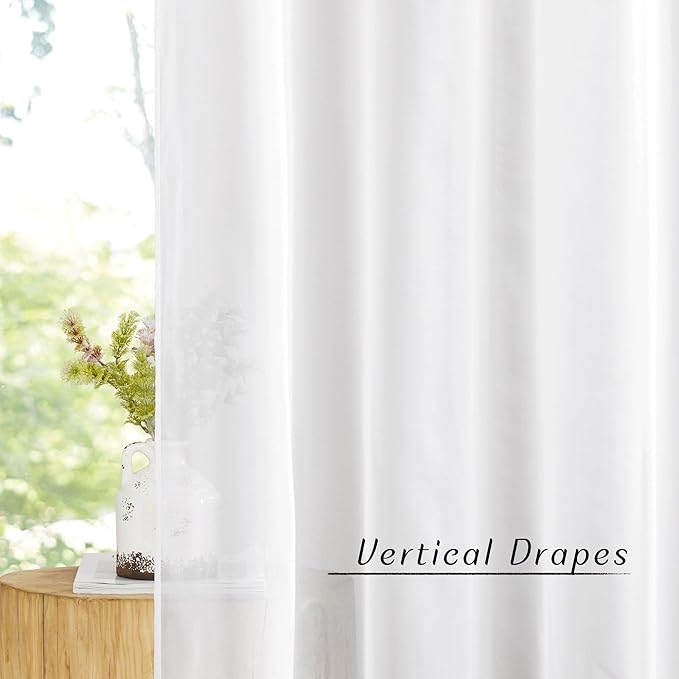 NICETOWN Sheer Curtain Panels Grommet - Ivory Voile Sheer Window Curtains for Bedroom/Living Room, 2 Pieces, 54 Wide x 63-inch Length
