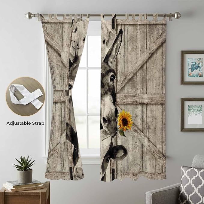 Funny Farm Animals Living Room Curtains 84 Inch Length, Window Curtains Tab Top - Image 5