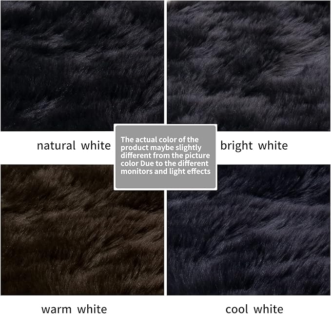 Ciicool Fluffy Area Rug, Black Faux Fur Rugs for Bedroom Living Room, Thick Fuzzy Shag Rug Furry Nursery Rug Plush Indoor Floor Carpets for Kids Girls Boys Teen Dorm, 4x6 ft