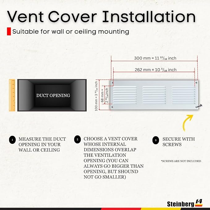 Steinberg14 White Vent Cover 10x2 - Image 5