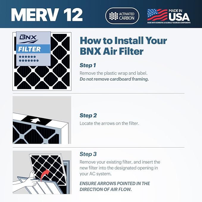 BNX TruFilter 18x24x1 MERV 12 Odor Defense AC Furnace Air Filter - Image 8