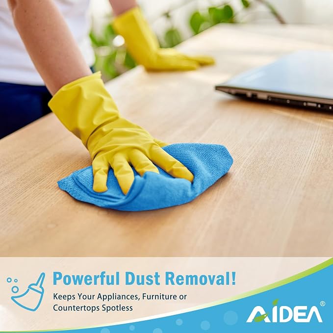 AIDEA Microfiber Cleaning Cloth Blue-100PK, Soft Absorbent Shop Rags, - Image 3