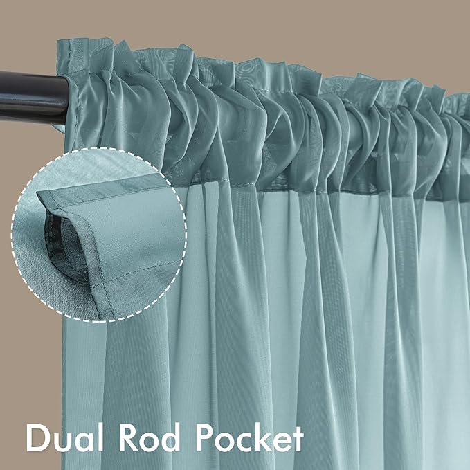 MIULEE Dusty Blue Sheer Curtains 84 Inches Long, 4 Panels Set, Light Filtering Rod Pocket Voile Drapes for Living Room and Bedroom, Airy Soft Fabric Window Treatments, 42 x 84 Inches