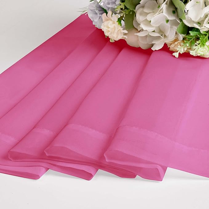 OWENIE Hot Pink Sheer Curtains for Bedroom Living Room 90 Inches Long, Elegant Solid Light Filtering Window Curtain Panles, Modern Rod Pocket Hot Pink Curtain, 2Pcs, Each 42" W x 90" L