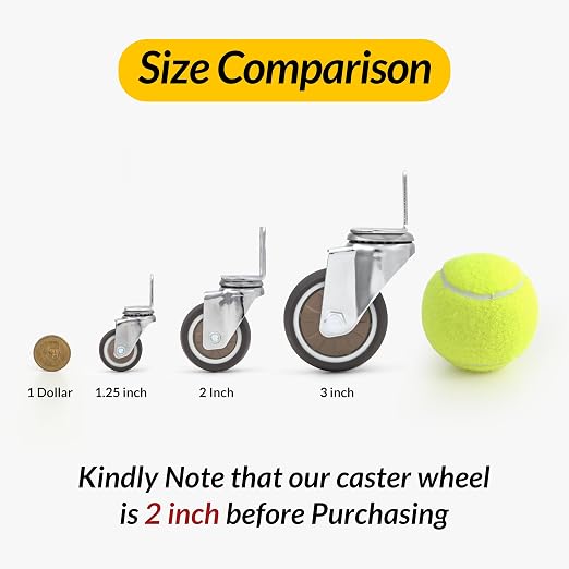 HOLKIE 2 Inch Side Mount Casters Set of 4 Supporting Up to 250 LBS Heavy Duty - Image 3