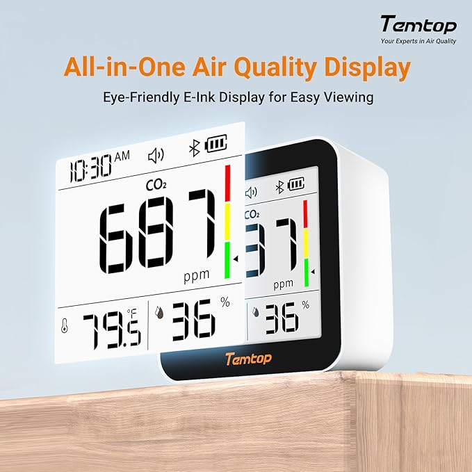 Temtop CO2 Monitor Indoor Air Quality Monitor 3 in 1 CO2 Meter, 180 Days - Image 5