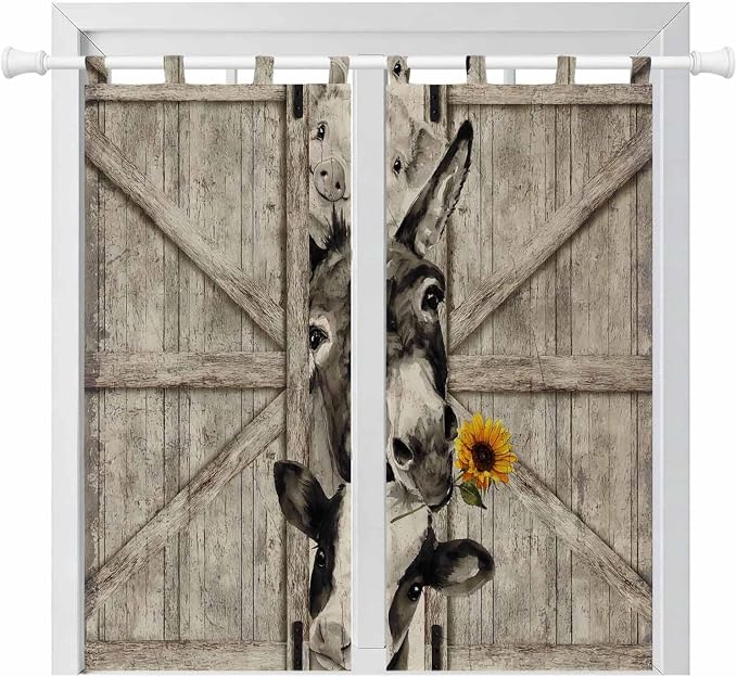 Funny Farm Animals Bedroom Curtains 72 Inch Length, Window Curtains Tab Top by Unknown
