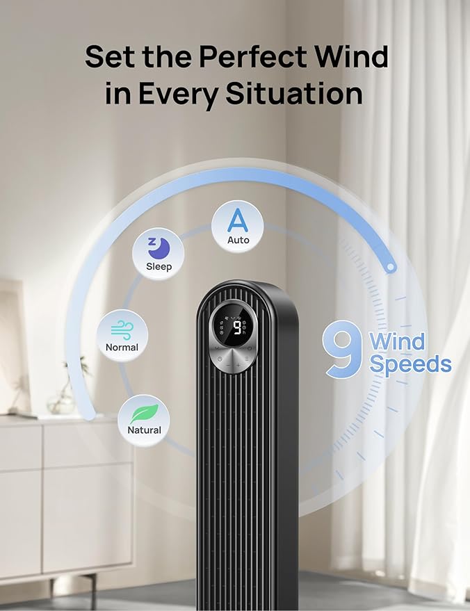 DREO Tower Fan for Bedroom, 28 ft/s, 20dB Quiet Fans that Blow Cold Air - Image 5