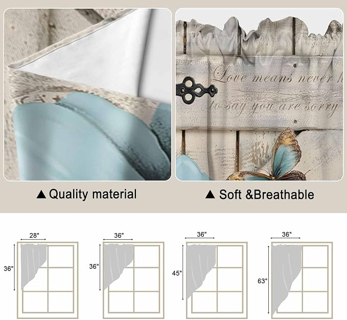 Teal Blue Tulips Swag Valances for Windows, Spring Floral Barn Doors Vintage - Image 5