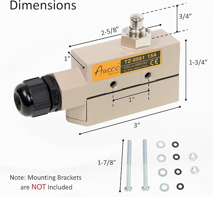 Awoco Heavy Duty Commercial Plunger Door Micro Switch - Image 3