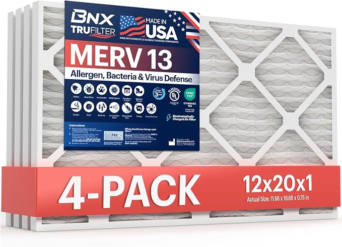 BNX TruFilter 12x20x1 Air Filter MERV 13 4-Pack) by BNX