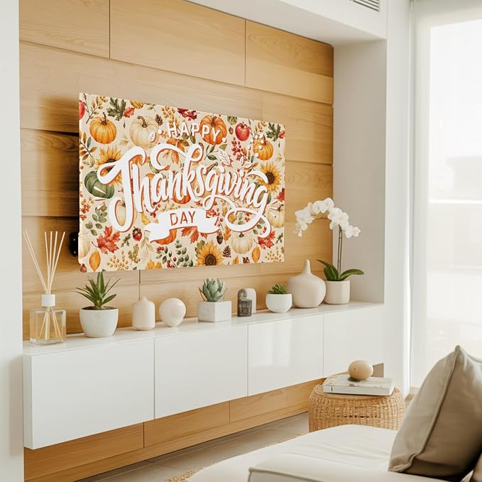 Pumpkin Thanksgiving Maple Leaf Indoor TV Cover, Elastic TV Screen Protector - Image 3