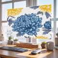 Pastoral White Blue Yellow Flower Indoor TV Cover, Elastic TV Screen Protector by Unknown