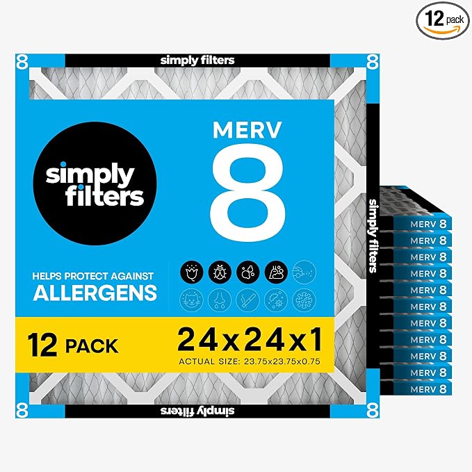 Simply 24x24x1 Air Filter, Merv 8, 12 Pack, Furnace Air Filter by SimplyFilters