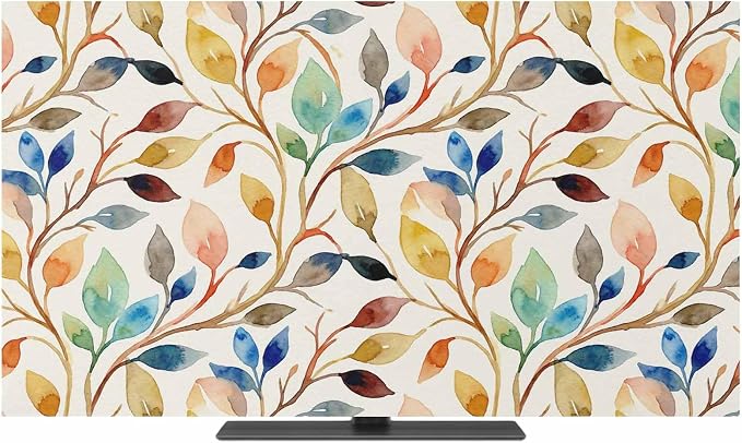 Watercolor Country Leaf Indoor TV Cover, Elastic TV Screen Protector Farmhouse by Unknown