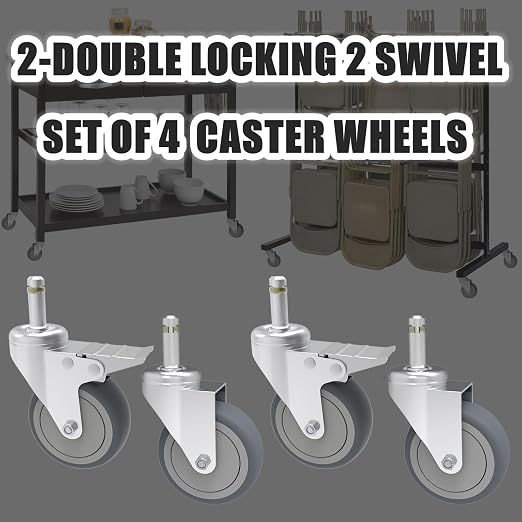 2-Inch Swivel Stem Caster, 7/16-Inch Diameter Grip Ring Stem Rubber Wheel - Image 3