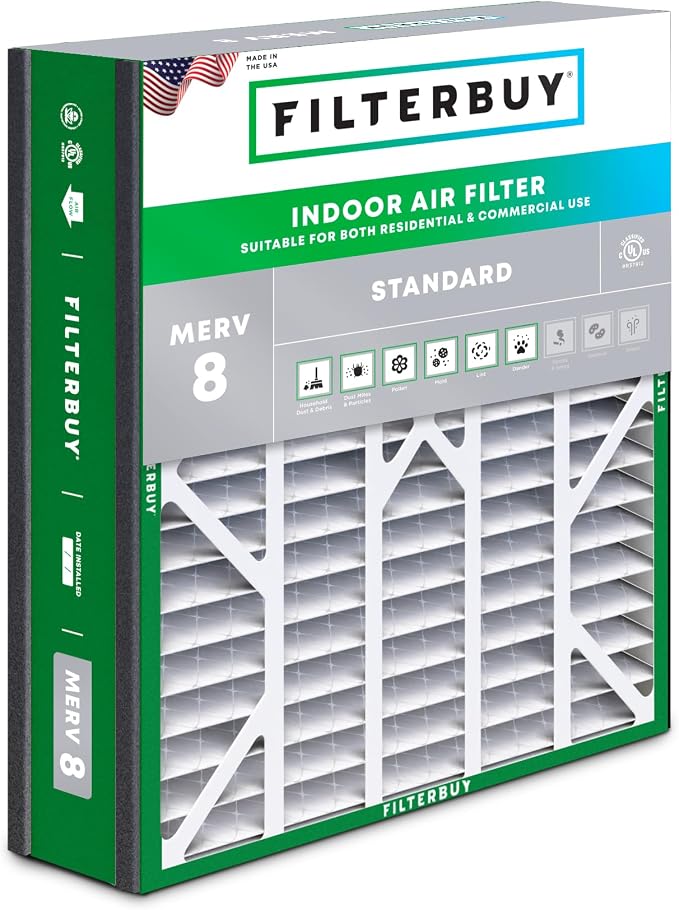 Filterbuy 20x25x5 Air Filter MERV 8 Essential Dust & Allergy Defense, Pleated by Filterbuy