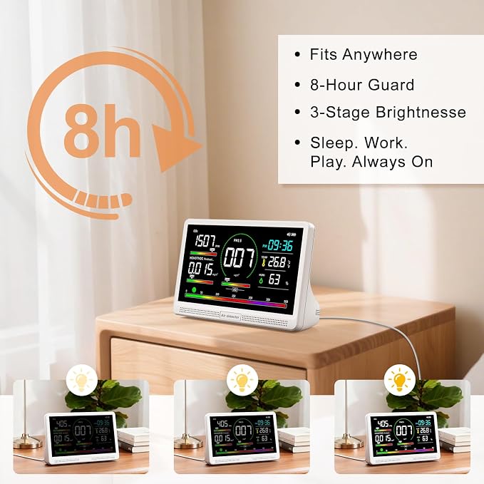16 in 1 Air Quality Monitor Indoor 7" Display 9 AQI+7 AQI Alerts, Portable Air - Image 9