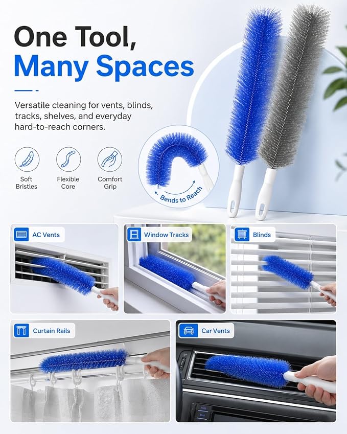 Bendable Microfiber Head Reusable Dust Remover Fan Cleaning Brush Flexible - Image 4