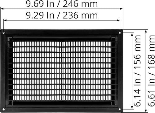 10" x 7" Inch Black Vent Cover - Image 2