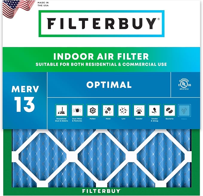 Filterbuy 15x15x1 Air Filter MERV 13 Optimal Smoke & Allergy Defense, by Filterbuy