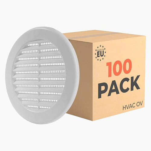 100-Pack 4" Round Air Vent Cover – White Plastic Soffit Air Vent Deflector by HVACOV