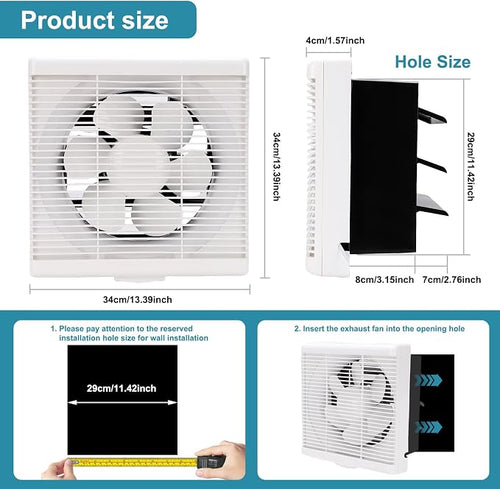 10 Inch Exhaust Fan with Mesh, Through-Wall Window Ventilation Fan, 110V - Image 2