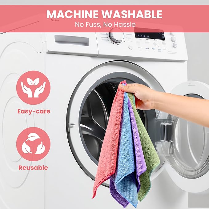 SIFANGKE Microfiber Cleaning Cloth, 12 Pack Assorted Color Cleaning Rags - Image 7