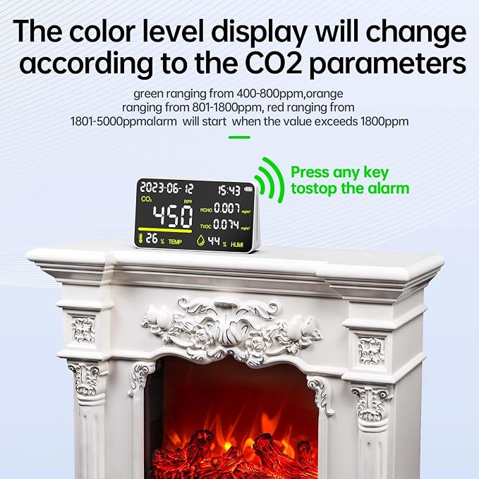 CIS 7-in-1 Air Quality Monitor, Indoor Humidity Monitor, Temperature, Date - Image 7