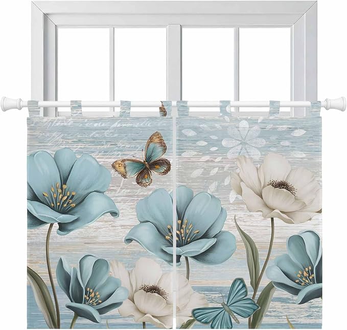 Spring Floral Bedroom Curtains 63 Inch Length, Window Curtains Tab Top by Unknown
