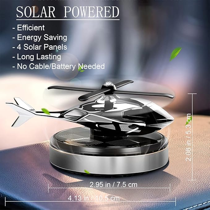 Car Air Freshener, Helicopter Solar Energy Rotating Aromatherapy Aviation Al - Image 2
