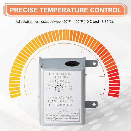 Hiorucet F0510B2944 F0510B2705 Attic Fan Motor & 120V Adjustable Thermostat - Image 6